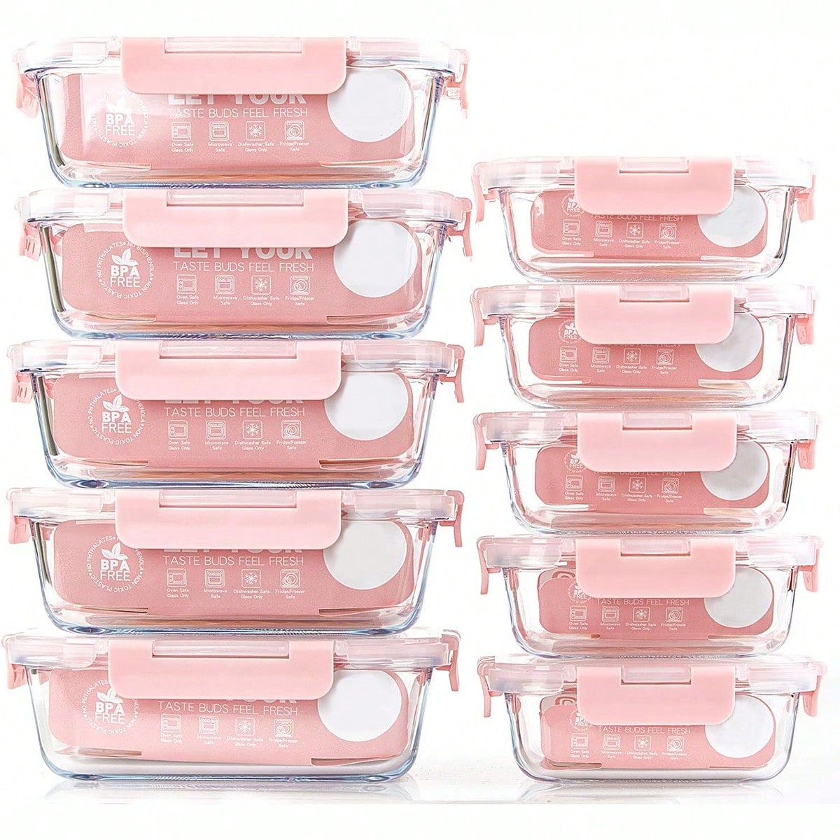 Food Storage Meals - Paquete de 10 recipientes de vidrio