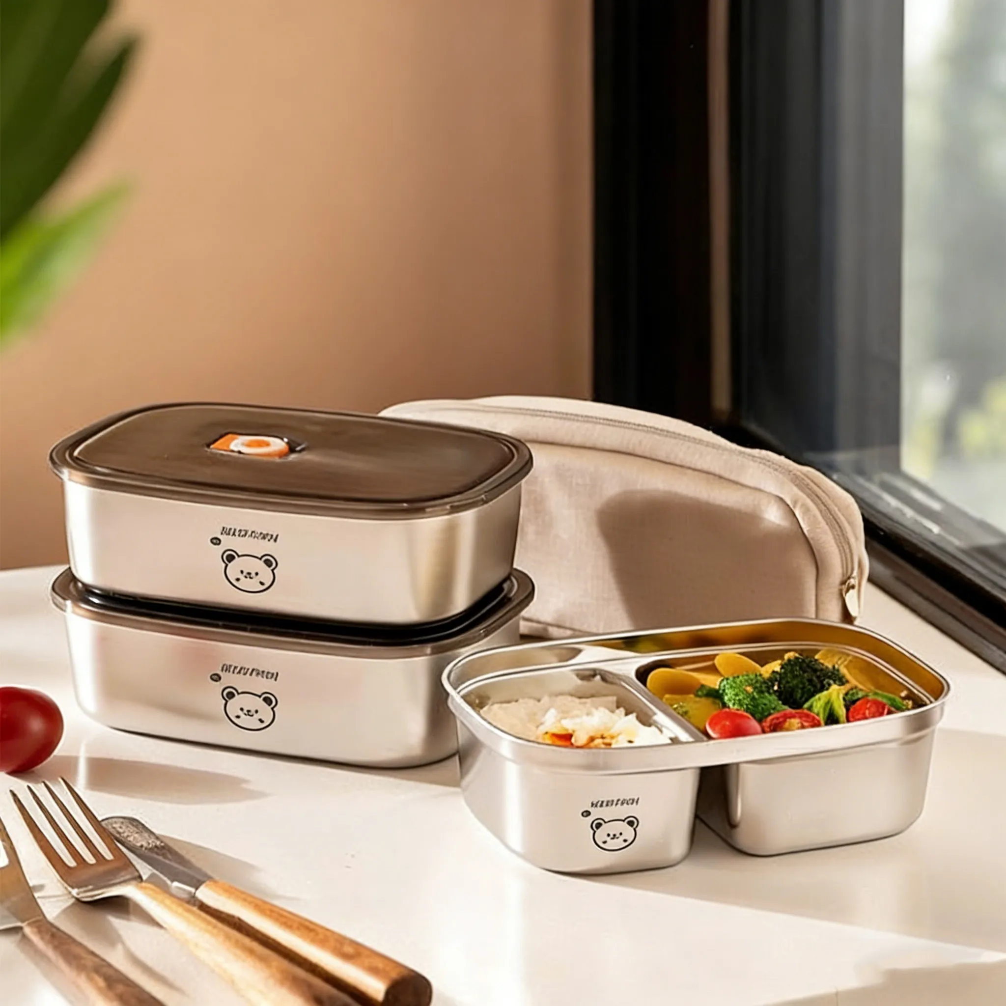 Food Storage Oven Safe - Lonchera Bento de Acero Inoxidable 304