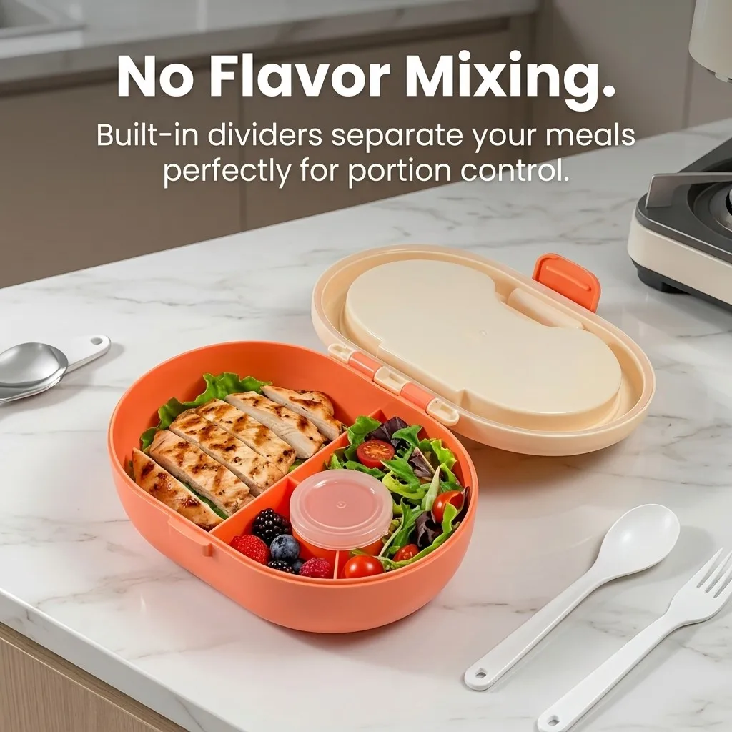 Lonchera Bento de Plástico con - Food Storage With Dividers reseña y precio